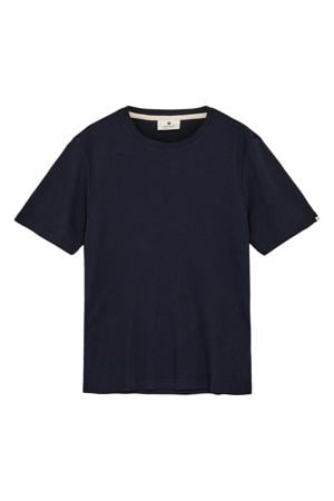 regular T-shirt met textuur donkerblauw