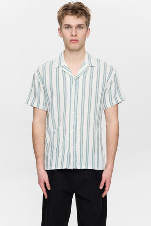 regular gestreept casual overhemd beige