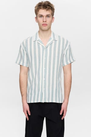 regular gestreept casual overhemd beige