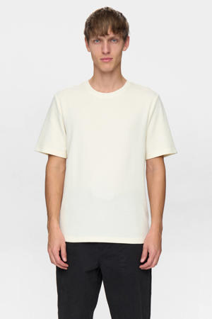 regular T-shirt met textuur ecru