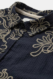 thumbnail: Anerkjendt regular casual overhemd met textuur donkerblauw