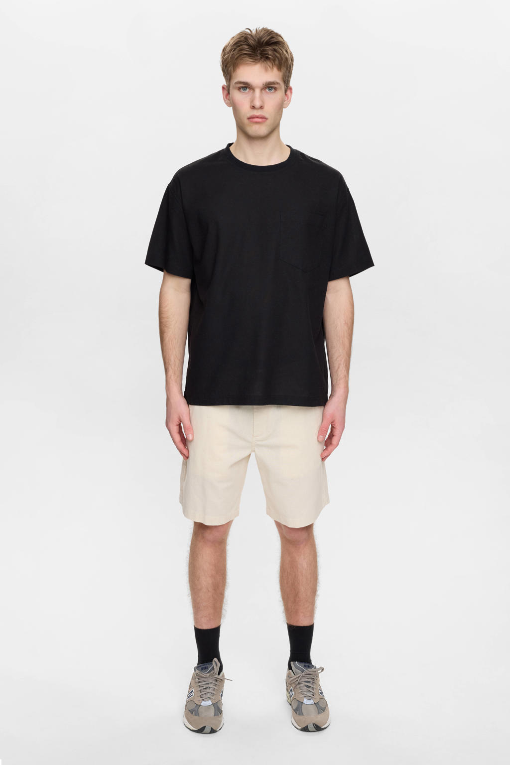 Anerkjendt regular casual short met linnen beige