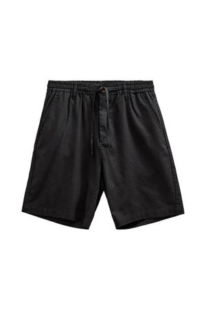 regular casual short met linnen zwart