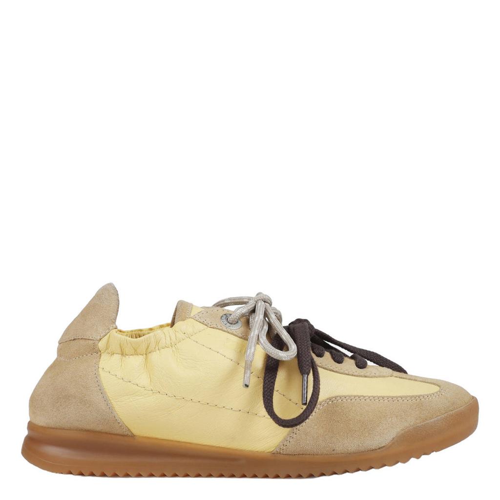 Lichtgele dames BRONX Cli-oo leren sneakers met veters