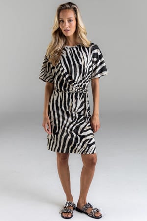 T-shirtjurk korte jurk met zebraprint zwart