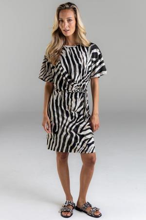 T-shirtjurk korte jurk met zebraprint zwart