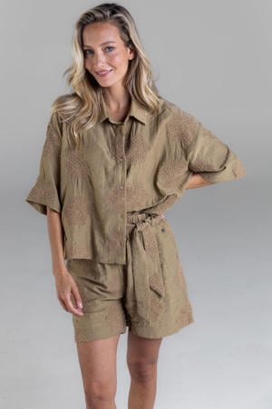 blouse broderie bruin