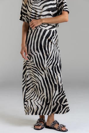 A-lijn rok met zebraprint zwart