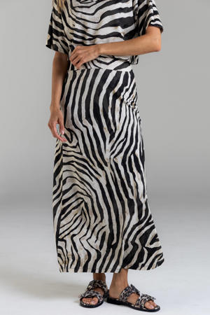 A-lijn rok met zebraprint zwart