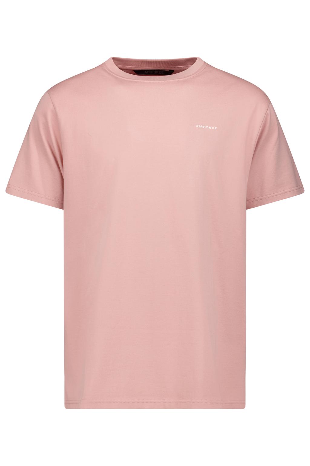 Roze heren Airforce regular T-shirt van katoen met effen, korte mouwen en ronde hals