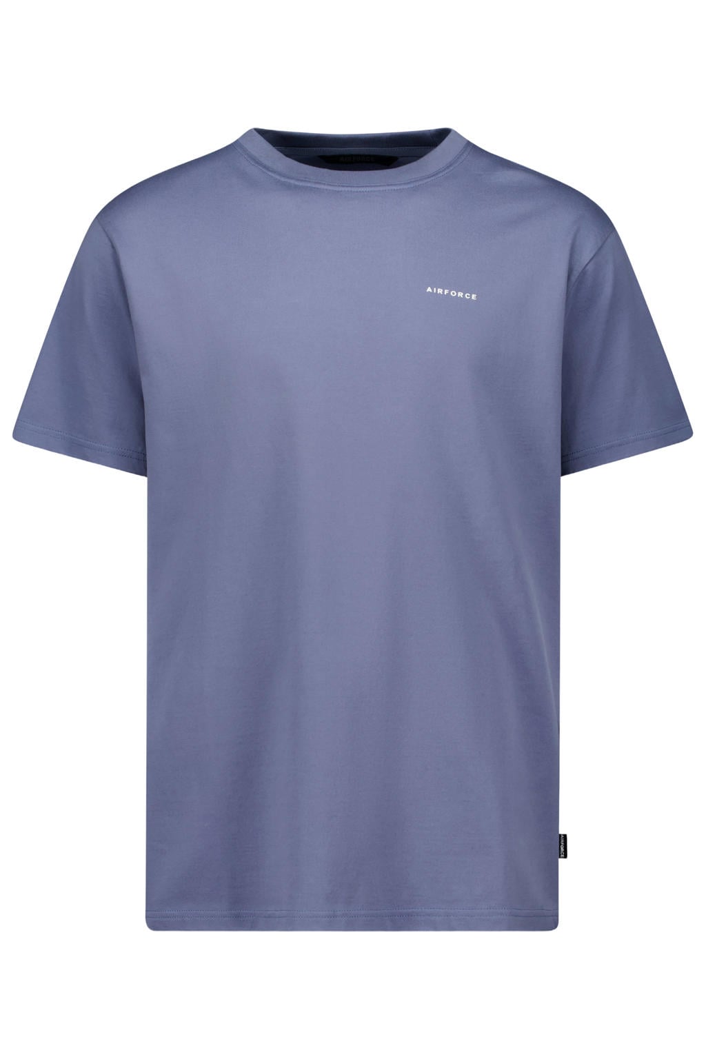 Lavendelkleurige heren Airforce regular T-shirt van katoen met effen, korte mouwen en ronde hals