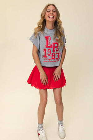 korte rok broderie rood