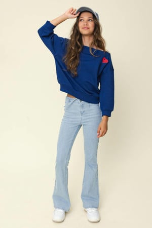 gestreepte flared jeans light blue denim