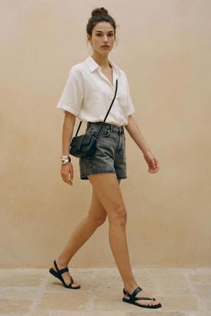 denim slim regular waist short grey denim