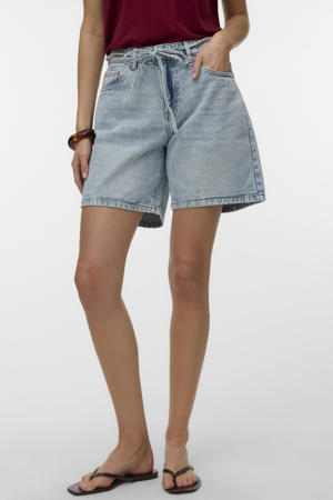straight regular waist denim short light blue denim