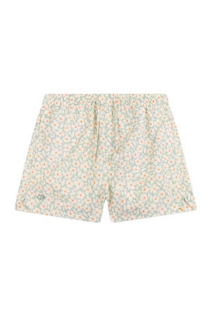 zwemshort met bloemenprint lichtgroen
