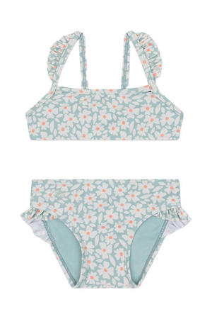 bikini met bloemenprint lichtblauw