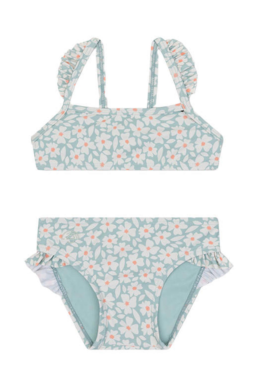 Swim Essentials bikini met bloemenprint lichtblauw