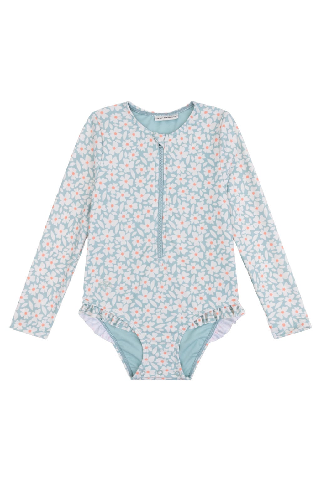 Swim Essentials UV badpak met bloemenprint lichtblauw/roze