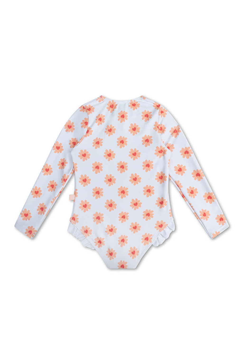 Swim Essentials UV badpak met bloemenprint lichtblauw/oranje