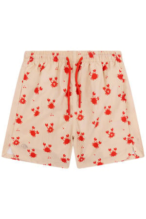 zwemshort met all over print ecru/rood