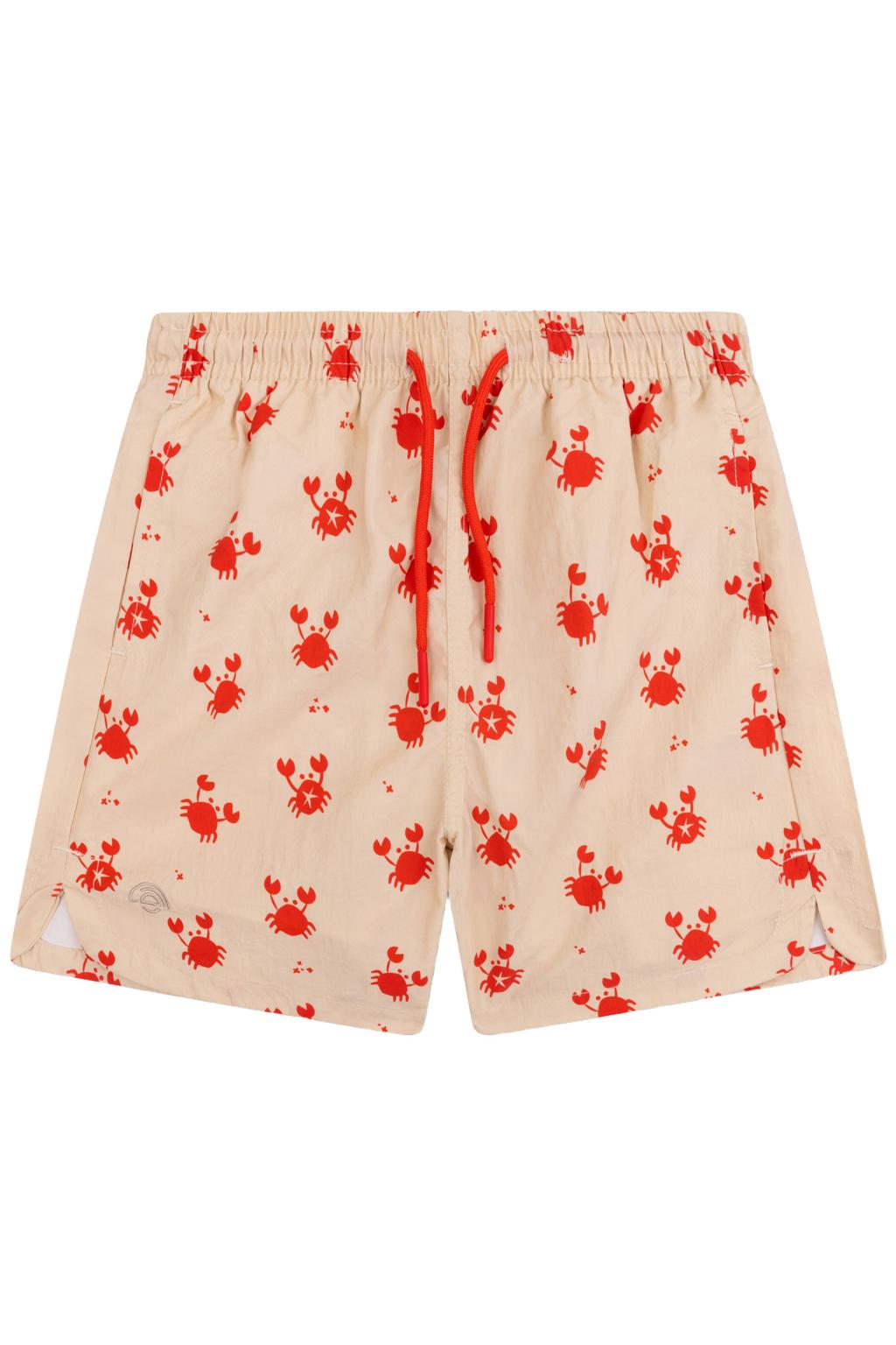 Swim Essentials zwemshort met all over print ecru/rood