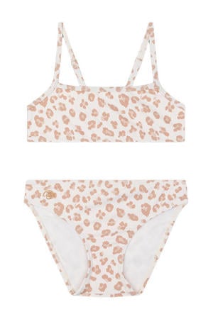 bikini met panterprint beige/wit
