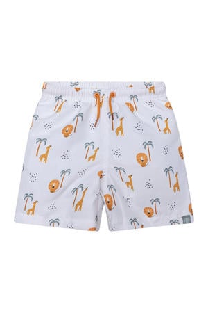 zwemshort met all over print wit/blauw/bruin