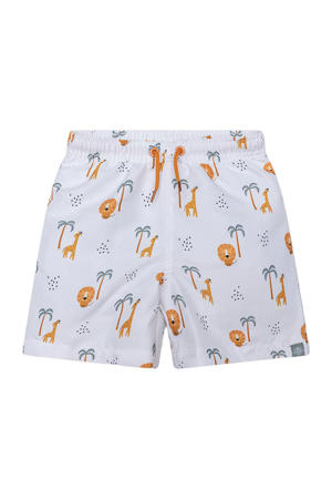zwemshort met all over print wit/blauw/bruin