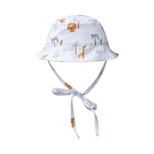zonnehoed met all over print wit/blauw/bruin