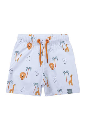 zwemboxer met all over print wit/blauw/bruin