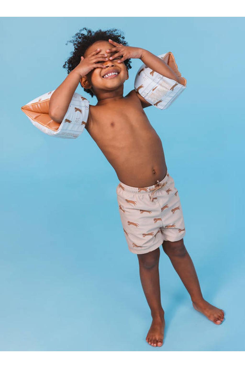 Swim Essentials zwemboxer met all over print bruin