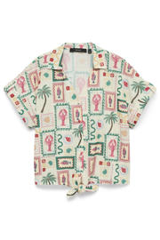 thumbnail: Multikleurige dames VERO MODA blouse van polyester met reverskraag en knoopsluiting