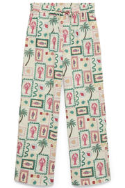thumbnail: Multikleurige dames VERO MODA high waist casual broek van polyester met loose fit en elastische tailleband met koord