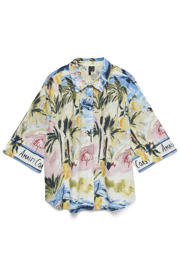 thumbnail: Multikleurige dames VERO MODA blouse van katoen met driekwart mouwen, klassieke kraag en knoopsluiting