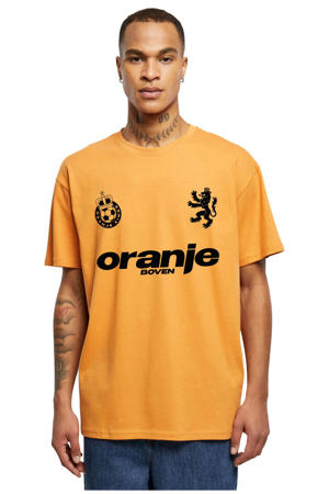 oversized T-shirt met backprint oranje