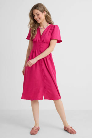 midi jurk roze