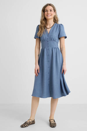 midi jurk blauw