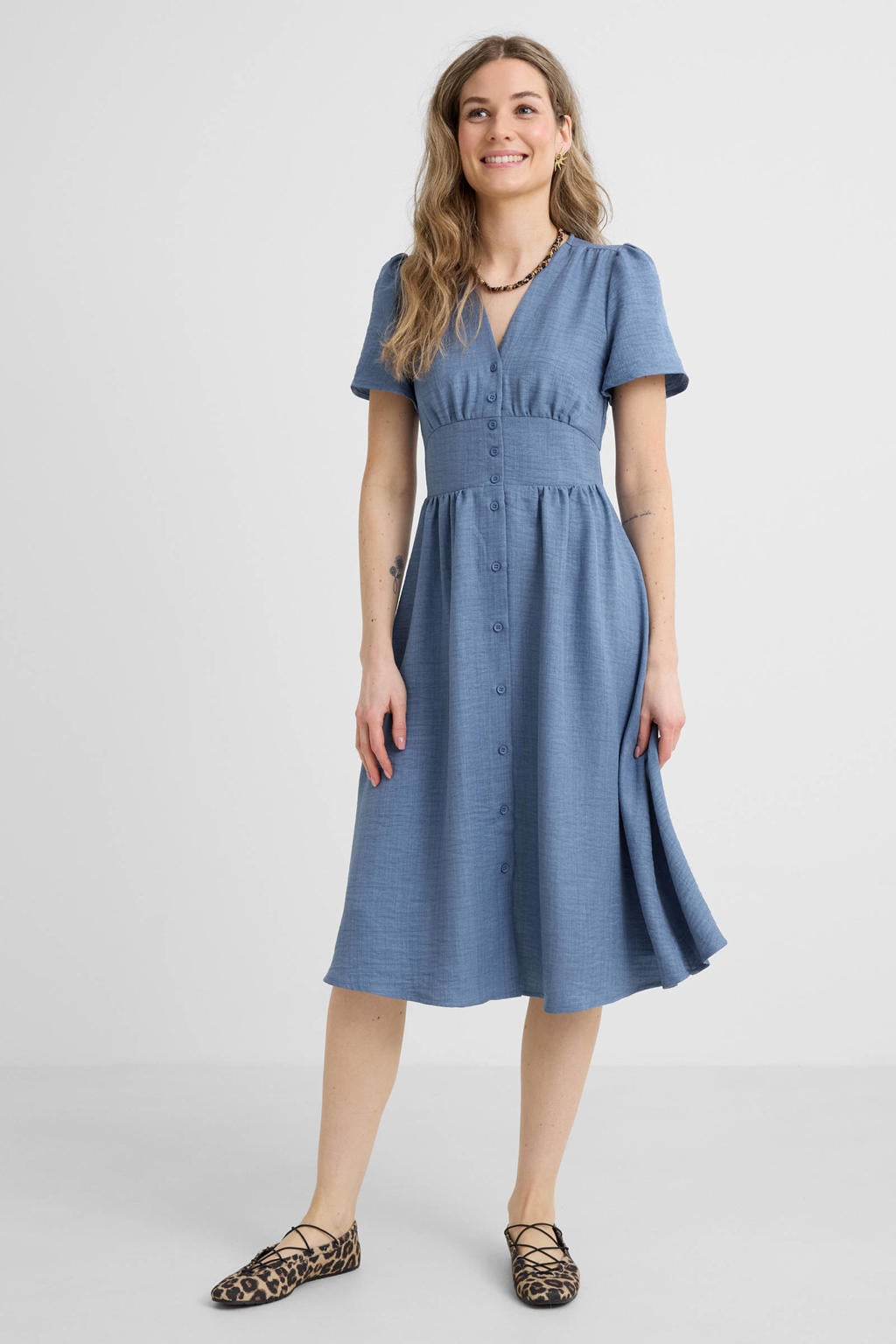 Anytime midi jurk blauw