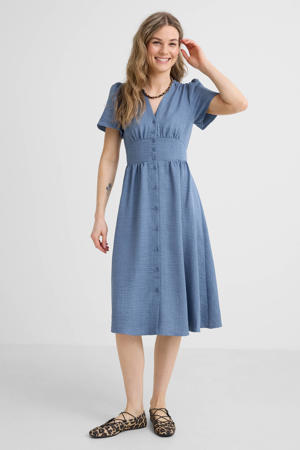midi jurk blauw