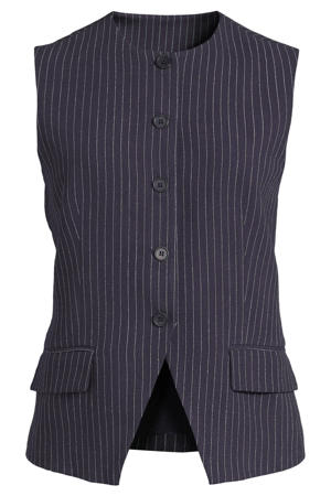 gilet met linnen krijtstreep donkerblauw