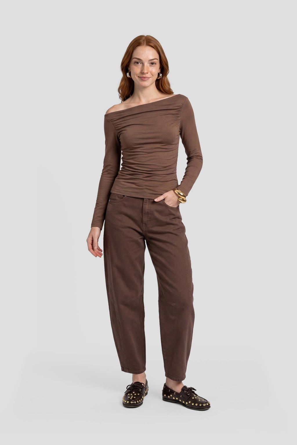 Anytime barrel jeans bruin