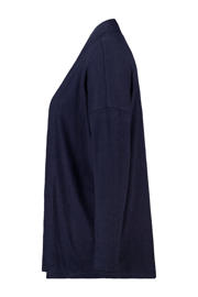 thumbnail: Donkerblauwe dames MS Mode gebreid vest van viscose met effen, lange mouwen en klassieke kraag