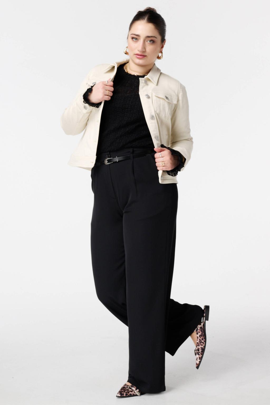 Beige dames MS Mode spijkerjas van denim met effen, lange mouwen, klassieke kraag en knoopsluiting