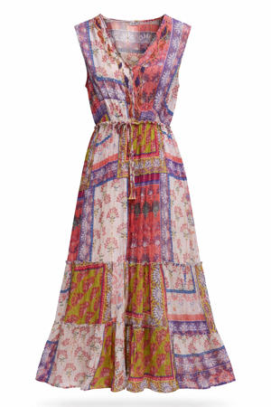 viscose midi jurk Plus Size met print - meerkleurig
