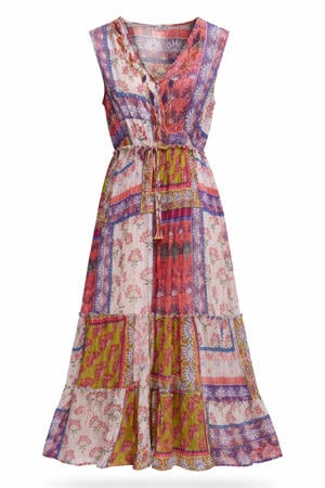 viscose midi jurk Plus Size met print - meerkleurig