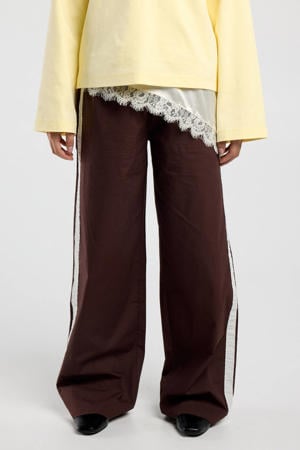 straight regular waist casual broek donkerbruin