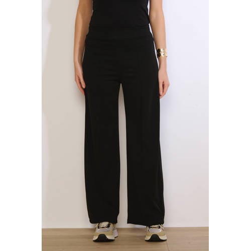 LOLALIZA wide leg regular waist broek zwart afbeelding