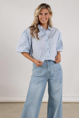 gestreepte blouse lichtblauw
