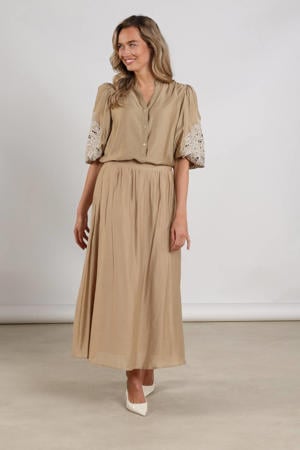 blouse taupe broderie